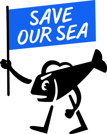 BAS-logo, tunnuslause: Save our sea